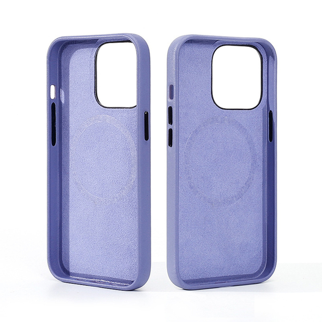 Custom Logo Nappa Grain Genuine Leather Phone Case Full Protective Mobile for Iphone 15 14 13 Pro Max Magnetic
