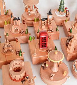 Caja de música inteligente de madera, alimentada por batería juguete con rotación de Castillo, regalo de cumpleaños o decoración del hogar, manualidades musicales personalizadas - Product Image 2