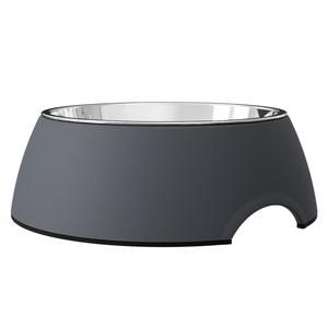 Bol d'alimentation pour animaux de compagnie en mélamine grise écologique antidérapante de toutes tailles, avec insert en acier inoxydable 304 - Product Image 1