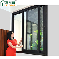 Ventanas Corredizas de Aluminio con Aislamiento Térmico, Diseño Moderno, Resistentes al Viento, con Pantalla de Acero Inoxidable Horizontal y Vidrio Insonorizado Lukliving
