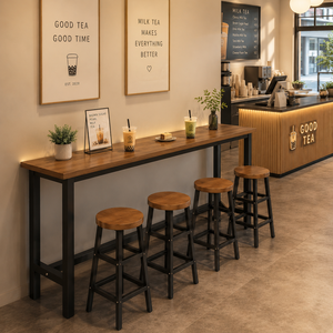 Ensemble table et tabourets de bar longs et imperméables pour l'extérieur, style industriel rustique, pour patio, jardin, cour arrière - Product Image 1