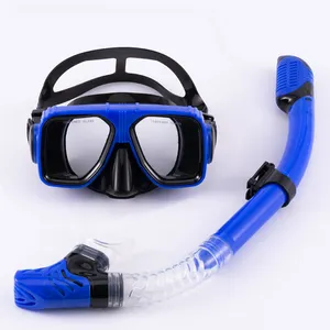 Mascherina per immersioni subacquee in Silicone di alta qualità Dry Top Snorkel Kit Anti nebbia 2 lenti maschera da nuoto