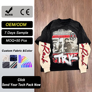 High Quality Custom <strong>Printed</strong> Heavyweight <strong>Modal</strong>/Cotton Blend Long Sleeve T-Shirts for Men with 460 GSM Fabric - Product Image 1