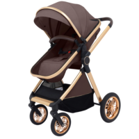 Poussette bébé en lin avec nacelle haute, siège inclinable multifonction pliable, landau de voyage pour nouveau-né jusqu'à 3 ans