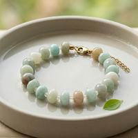 Bracelet ajustable en perles de pierre naturelle vintage, plaqué or 18 carats PVD, fermoir en acier inoxydable, pour femme, vente en gros