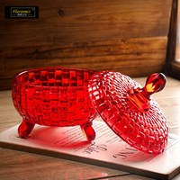 Flavents glazen snoep- en gedroogd fruit bewaarpot met deksel, kleurrijk gepersonaliseerd modern design, rond, voor de woonkamer