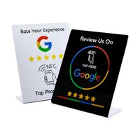 Soporte de Mesa de PVC con Tarjeta Magnética NFC Personalizada con Impresión Offset para Reseñas de Google y Redes Sociales