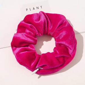 Q & Y 2023 Custom Rits Zakje Scrunchy Haar Accessoires Geheime Zak Verborgen Elastische Grote Fluwelen Scrunchies Met Rits - Product Image 3