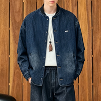 Veste bomber en jean haut de gamme pour homme, 100% coton, coupe ample, bonne texture, fabrication artisanale, style vintage streetwear, personnalisable