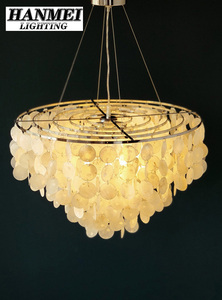 American Modern Design White Lighting Fixture Adjustable Height Suspended Chandelier or Pendant Light HM-Shell <b>Lamp</b>-YW21188 Mode - Product Image 5