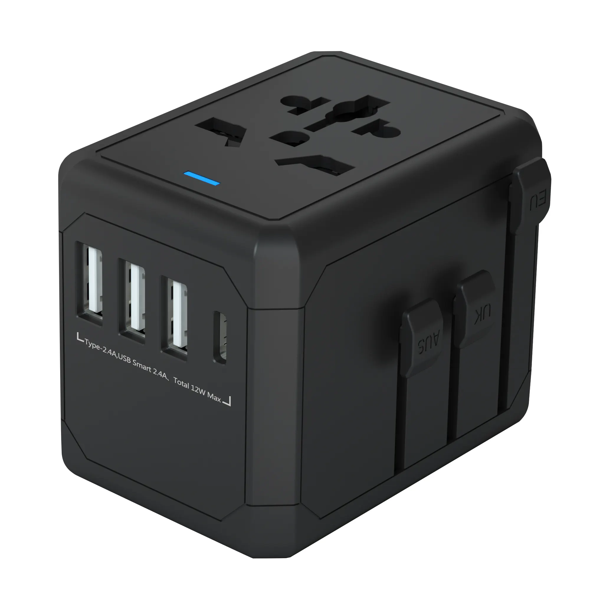 Amazon Hot Seller Smart Elektrischer Stecker und Buchse 4 USB C Schnell ladegeräte und Adapter Universal Travel Adapter