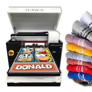 Factory Supply Funsun DX9 Head Automatic Digital Custom Full Color Garment T Shirt Printing Machine