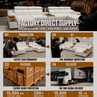 Sofa Sudut Modern Tiga Dudukan Berbentuk L dari Kulit Asli Warna Beige dengan Sandaran Kepala yang Dapat Disesuaikan, Penyimpanan Konsol, dan Pelapis Busa.