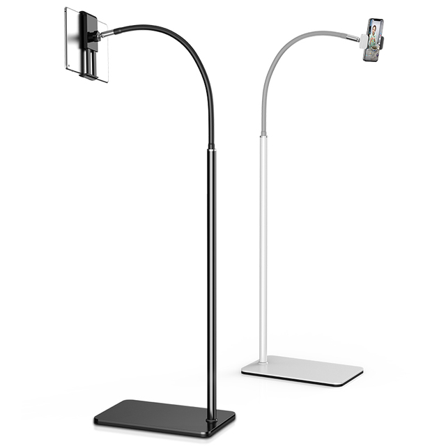 L6 Gooseneck Floor Tablet Holder with Flexible for Arm Clip Metal Stand Compatible with iPad Smartphone Convenient Tablet Mount
