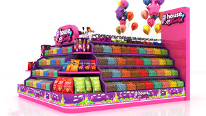 Di colore della caramella caramelle chiosco nel <span class=keywords><strong>centro</strong></span> <span class=keywords><strong>commerciale</strong></span> | 3d del basamento di disegno | Attraente <span class=keywords><strong>mall</strong></span> dolci stand per la vendita - Product Image 4