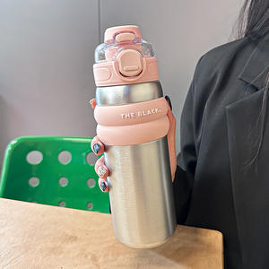 High Quality Double Drink Vacuum <b>Thermos</b> Stainless Steel High Color Value LargeWater Cup Straw Portable for Traveling Women's - Product Image 6