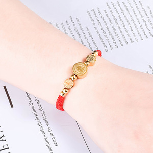 Risingmoon เชือกถักนักบวชทำมือ,สีดำสีแดงคาทอลิกทำจากสเตนเลสสตีลเชือกทอนักบุญเบเนดิกต์ - Product Image 3