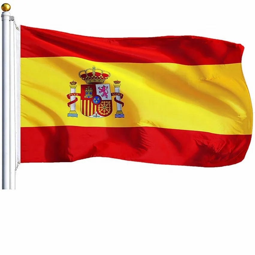 Doğrudan teslimat basit kaynak toptan 3x5ft polyester İspanya ulusal bayrağı özel tasarım bayrağı farklı ülkelerin