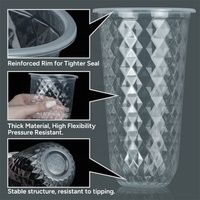 Nouvel Arrivage Gobelets à Parois Ondulées en PP jetables, transparents, résistants à la chaleur, en forme de diamant, avec logo personnalisé, en forme de U, 500ml/700ml, diamètre 90mm