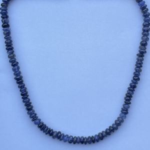 8mm 10mm Natural Blue Iolite Smooth Rondelle Beaded Gemstone Strand Necklace <b>Gold</b> Plated AAA Quality Ethnic Gift Wedding Jewelry - Product Image 1