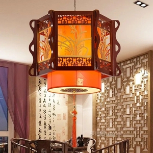 Lustre antique de style chinois, lampe de restaurant, hôtel, projet de fondue chinoise, prune, orchidée, chrysanthème - Product Image 3