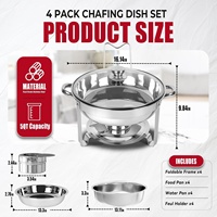 Réchaud de buffet professionnel en acier inoxydable plaqué or, 4,5 L, pour la conservation de la chaleur, idéal pour la restauration et les dîners