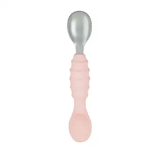 Food Grade Infant Feeding Spoon with Stainless Steel Handle and Silicone Scraper