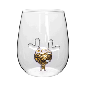Verre à boire sans pied en borosilicate <span class=keywords><strong>de</strong></span> haute qualité 450 ml, motif 3D en forme <span class=keywords><strong>de</strong></span> bois <span class=keywords><strong>de</strong></span> cerf avec <span class=keywords><strong>feuille</strong></span> d'or, pour thé aux fleurs et usage quotidien à la maison - Product Image 3