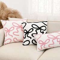 Haute qualité serviette broderie rose nœud papillon jeter taie d'oreiller maison canapé coussins décoratifs couverture
