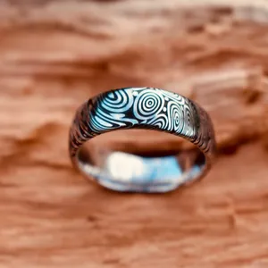 大马士革钢戒指结婚戒指独特的男士戒指