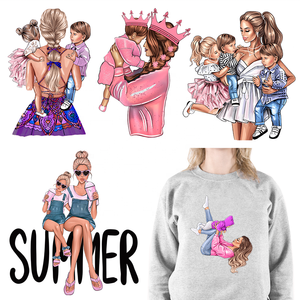 Autocollants thermocollants personnalisés lavables pour vêtements et t-shirts, motif mère-fille-fils, impression DTF, super maman et enfants - Product Image 1