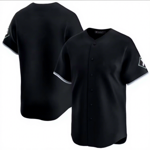 Maillot de baseball noir pour femme, manches courtes, boutons sur le devant, tissu polyester respirant, vêtement uniforme - Product Image 3
