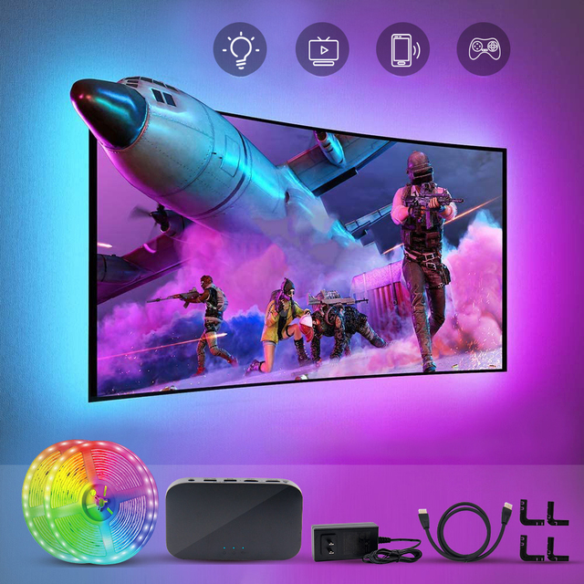 8K60Hz 4K120hz Sync Box With Led Tv Backlight 2.1 Sync Box TV LED Backlight Kit Immersion Ambient Lighting Strips RGB W2811