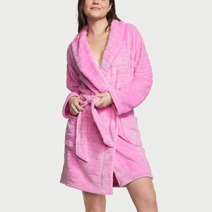 Accappatoio Kimono invernale in morbido pile caldo da donna rosa casa - Product Image 1