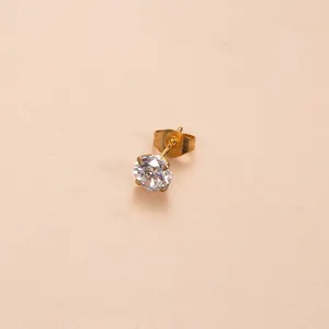 Trendy Jewelry Single Zircon Stainless Steel Stud Earring Gold Silver Cartilage Earrings Helix Piercing Jewelry Women