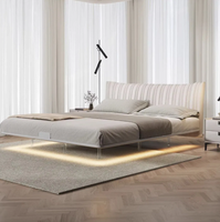 Lit de rangement de luxe moderne haut de gamme, ensemble de chambre écologique, lit double en cuir véritable, taille King Queen