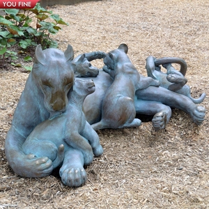 YOUFINE Statua di Leone Sdraiato a Grandezza Naturale in Bronzo Nero, Scultura Realistica di Leone Reclinato per Decorazione d'Ingresso - Product Image 5