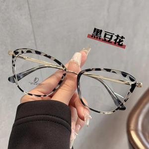 Montures de lunettes œil-de-chat Qianai pour femmes, anti-lumière bleue, charnières à ressort TR90, monture moyenne, verres en acétate, lunettes optiques tendance - Product Image 3