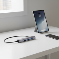 USB-C Hub 3 USB 3.0 + RJ45 Gigabit Ethernet Adapter 5Gbps Aluminium Alloy untuk Laptop MacBook OEM Grosir
