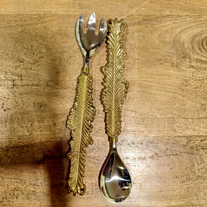 Cuillère de service décorative de luxe pour la cuisine, fourchette de service décorative, cuillère à manche plume, cuillère à manche feuille - Product Image 1