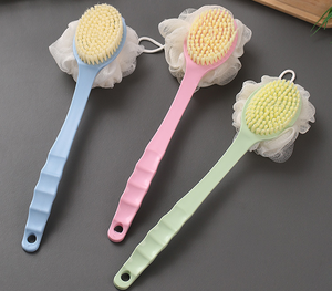 Cepillo de cerdas naturales para baño, cepillo de doble cara, mango largo - Product Image 1