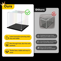 Vitrine en acrylique transparente avec base noire en forme de cube pour bijoux, trophées, objets de collection, figurines, boîte en acrylique