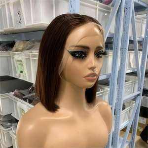 13x4 Transparent HD Suisse Avant de Lacet Perruque 12a Double Dessiné Brésilien Vierge Remy Cheveux Humains 4 # Chocolat Brun Court Droite <span class=keywords><strong>Bob</strong></span> - Product Image 5