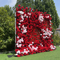 Mur floral artificiel en soie avec roses, pivoines et hortensias pour décoration de cérémonie de mariage et de douche nuptiale