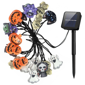 Guirlandes solaires LED d'Halloween, étanches, pour extérieur, décorations féériques, mignonnes, suspendues, pour fête, maison, jardin, cour, fenêtre, décoration artistique de citrouille - Product Image 2