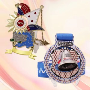 Medaglie di premiazione della corsa sportiva in metallo bianco d'oro, corsa sportiva di boxe su misura per medaglie e trofei di medaglia di maratona 3D <span class=keywords><strong>arte</strong></span> popolare - Product Image 3