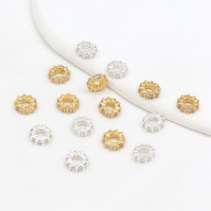 18K gold-plated, color-preserving, zircon-<b>set</b> round spacer <b>beads</b>, handmade DIY bracelet/necklace, spacer jewelry accessories C45 - Product Image 3