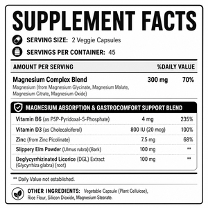 VitaHall – Capsules végétales personnalisées OEM de complexe de magnésium avec B6, D3, zinc et écorce d'orme pour la santé musculaire, osseuse, immunitaire et minérale des adultes - Product Image 2