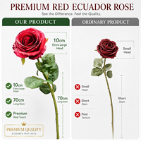 Rose artificielle équatorienne en gros, tige longue de 70 cm, tête de fleur de 10 cm, toucher réel, pour décoration de mariage, maison, hôtel