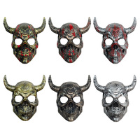 Masque de crâne d'horreur d'Halloween avec cornes, masque de guerrier sanglant en plastique pour jeu CS, masque de carnaval, couvre-chef, salle secrète, maison hantée, COS